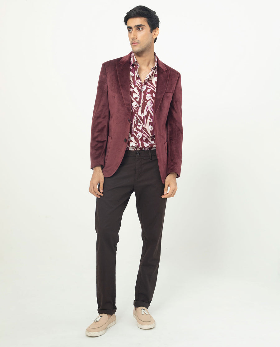 Rare Rabbit Men's Visker Brown Viscose Abstract Print Regular Fit Full Sleeve Collared Shirt