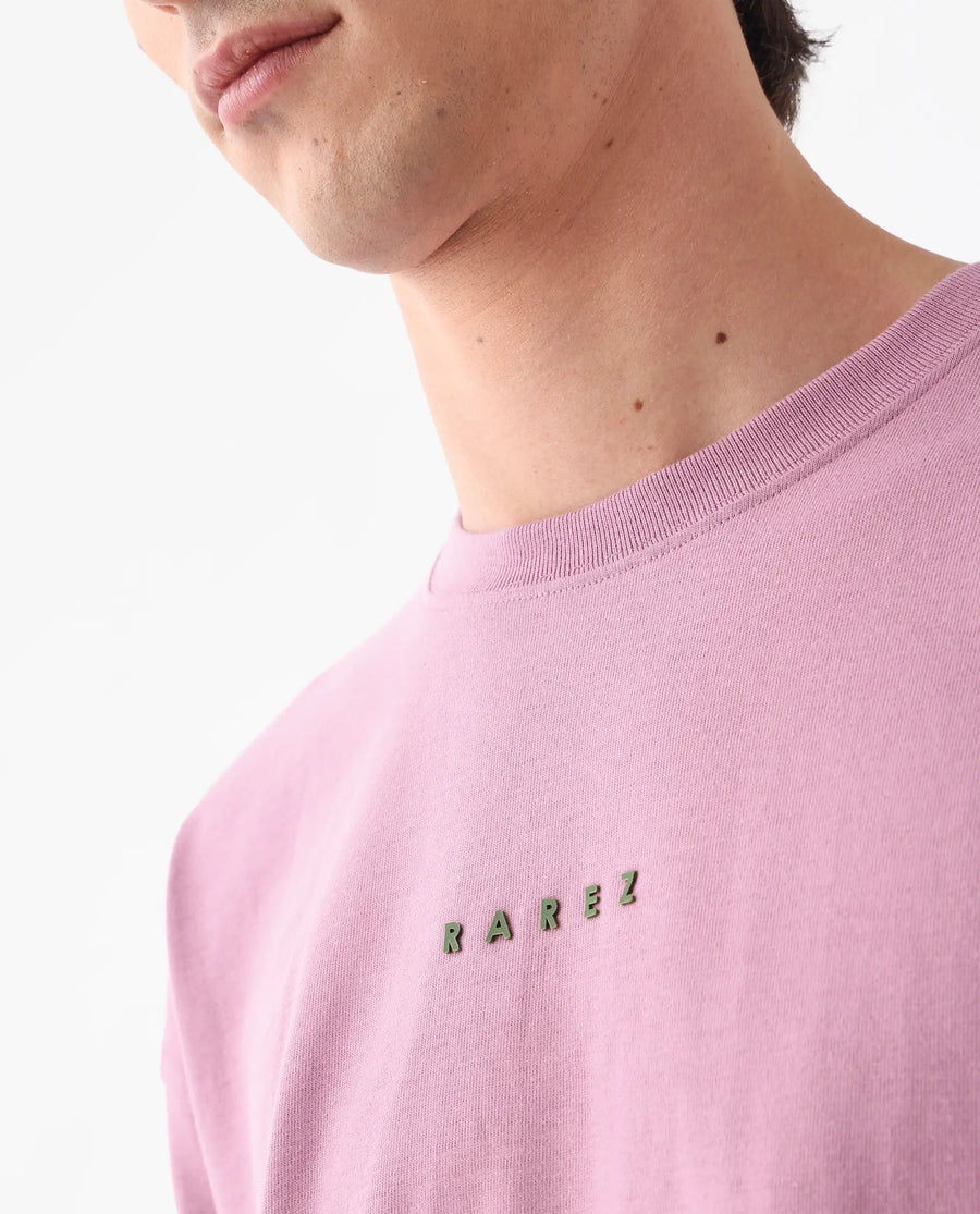 Rare Rabbit Men's Voiz Pink Cotton Graphic Print Oversized Fit Half Sleeve Crew Neck T-Shirt