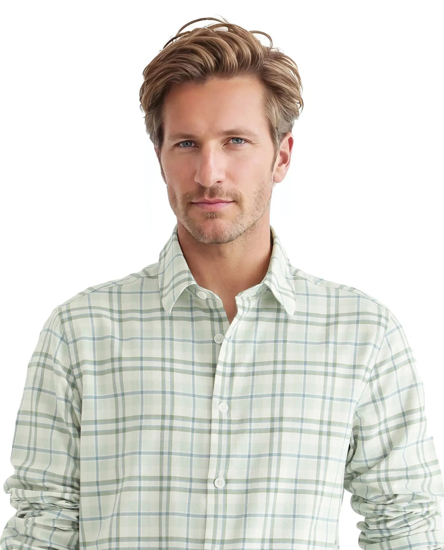 Rare Rabbit Men's Volgos Pastel Green Cotton Checked Print Regular Fit Full Sleeve Collared Shirt