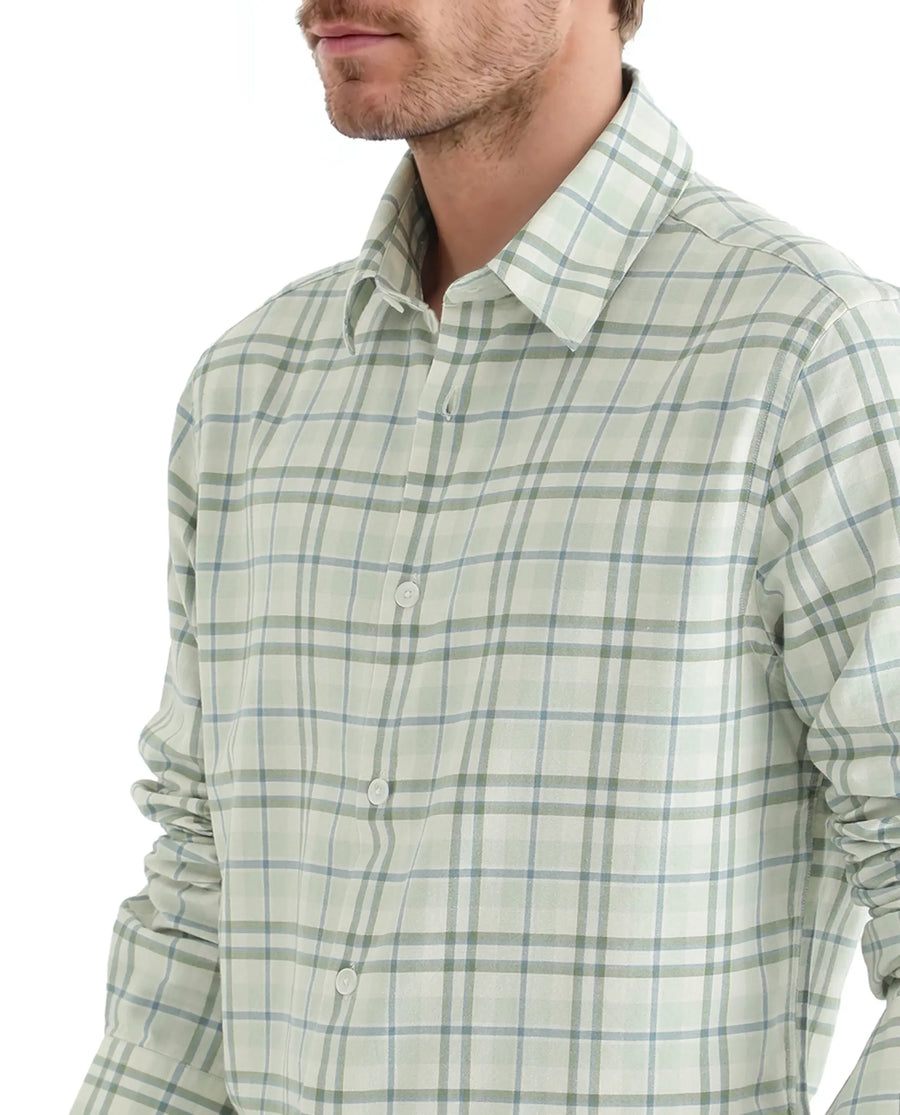 Rare Rabbit Men's Volgos Pastel Green Cotton Checked Print Regular Fit Full Sleeve Collared Shirt