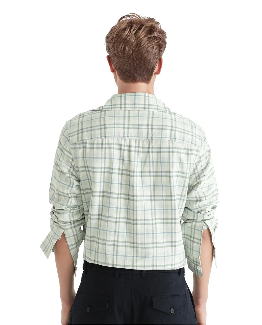 Rare Rabbit Men's Volgos Pastel Green Cotton Checked Print Regular Fit Full Sleeve Collared Shirt