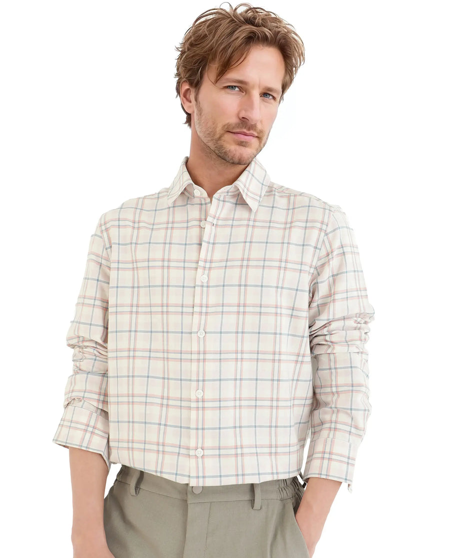 Rare Rabbit Men's Volgos Pastel Pink Cotton Checked Print Regular Fit Full Sleeve Collared Shirt