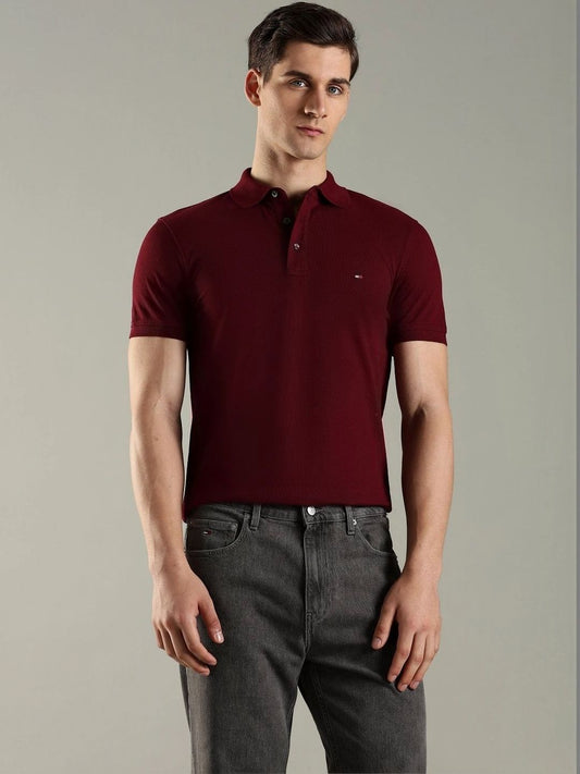 Tommy Hilfiger Men Brand Logo Polo Collar Slim Fit T-shirt
