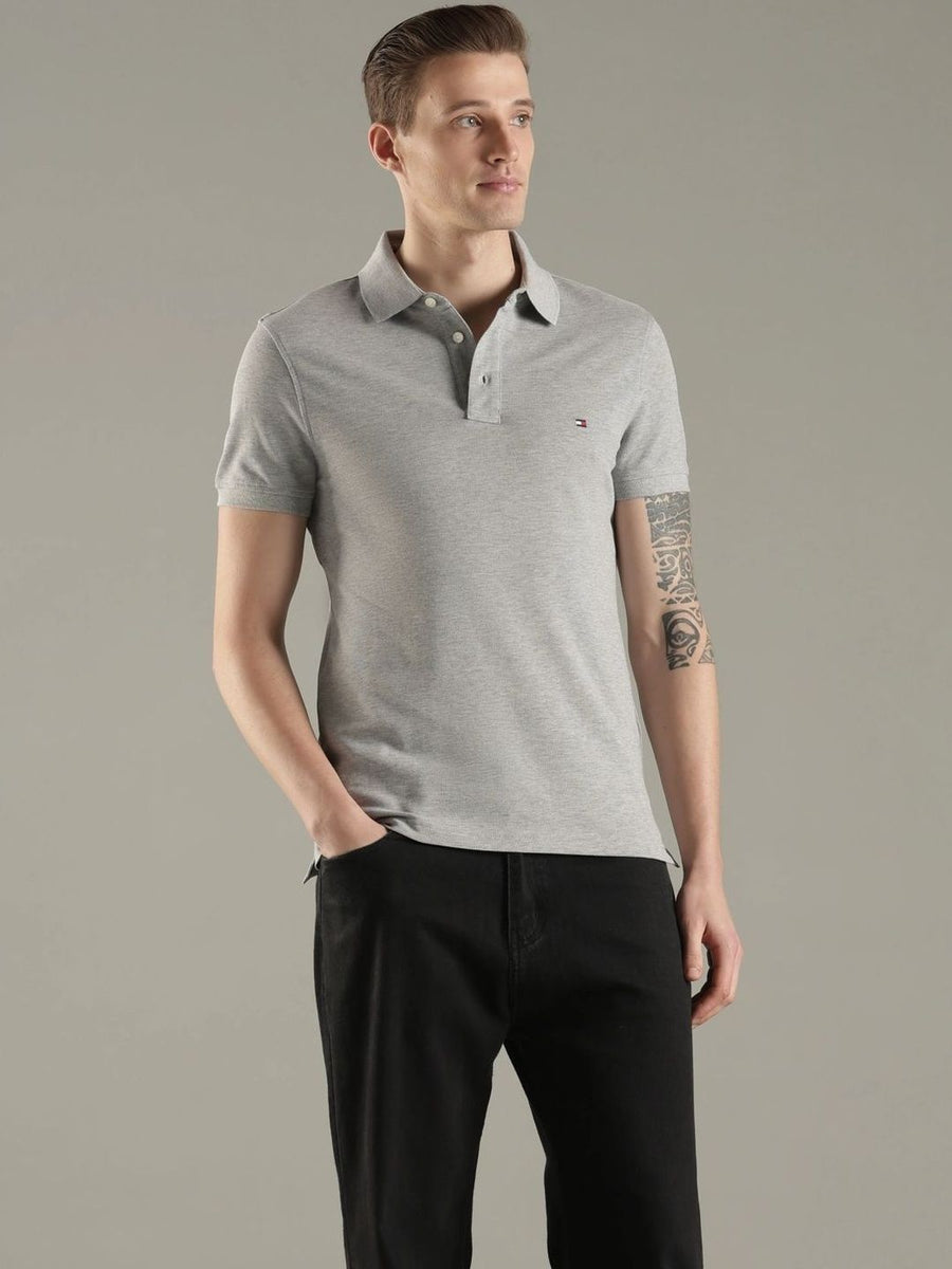Tommy Hilfiger Men Brand Logo Polo Collar Slim Fit T-shirt