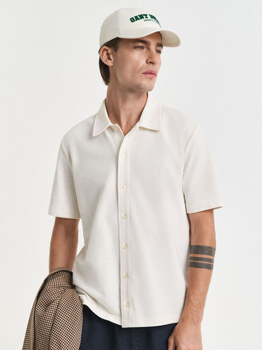 GANT Textured Button Down Collar Short Sleeves Cotton Shirt