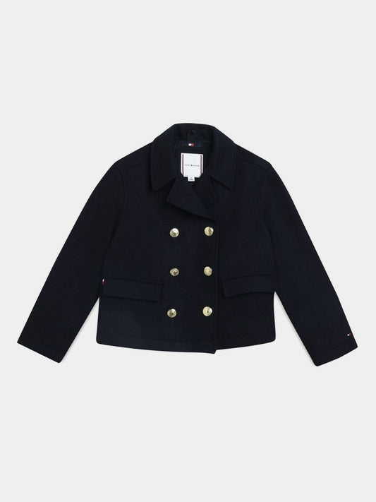 Tommy Hilfiger Girls Regular Fit Notched Lapel Pea Coat