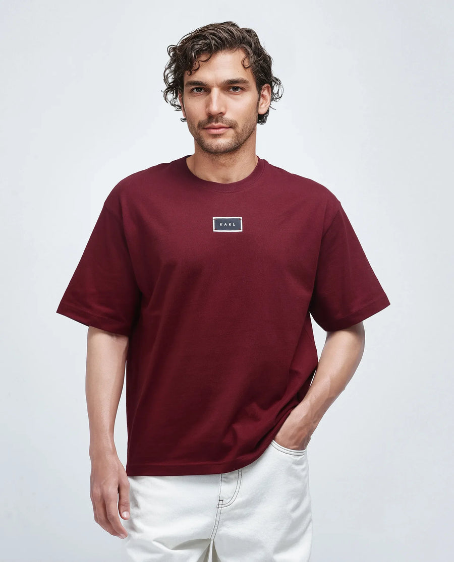 Rare Rabbit Men's Wadeto Red Cotton Blend Graphic Print Boxy Fit Half Sleeve Crew Neck T-Shirt