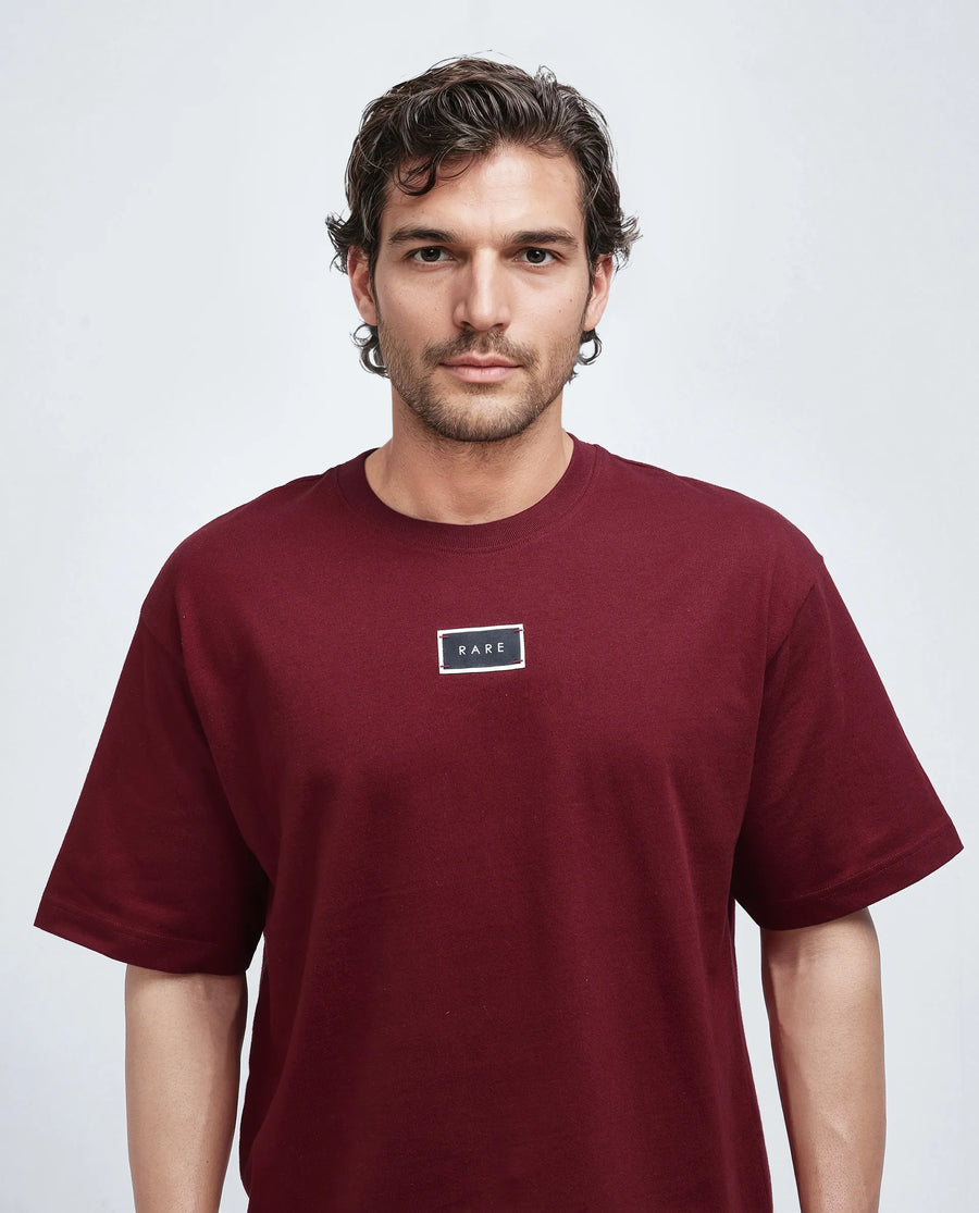 Rare Rabbit Men's Wadeto Red Cotton Blend Graphic Print Boxy Fit Half Sleeve Crew Neck T-Shirt