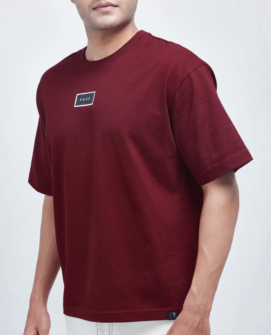 Rare Rabbit Men's Wadeto Red Cotton Blend Graphic Print Boxy Fit Half Sleeve Crew Neck T-Shirt