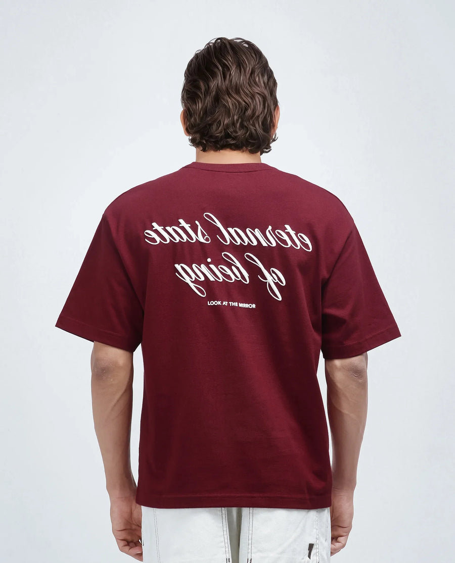 Rare Rabbit Men's Wadeto Red Cotton Blend Graphic Print Boxy Fit Half Sleeve Crew Neck T-Shirt