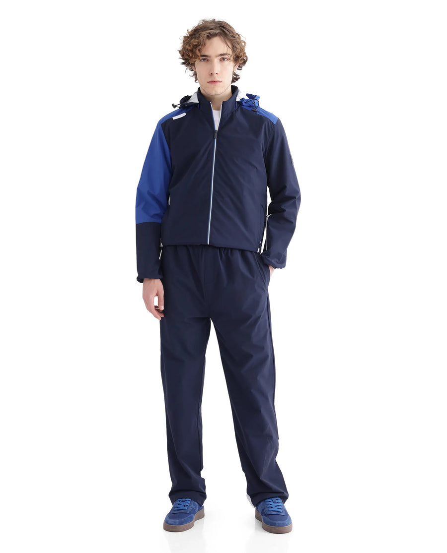 Rare Rabbit Men's Wando-B Dark Blue Polyester Cut And Sew Regular Fit Track Pant