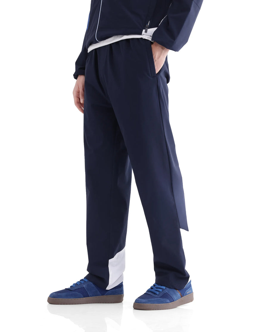 Rare Rabbit Men's Wando-B Dark Blue Polyester Cut And Sew Regular Fit Track Pant