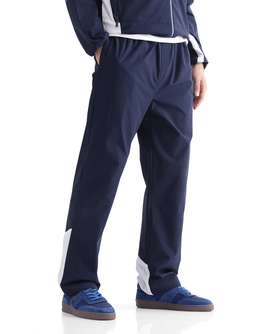 Rare Rabbit Men's Wando-B Dark Blue Polyester Cut And Sew Regular Fit Track Pant