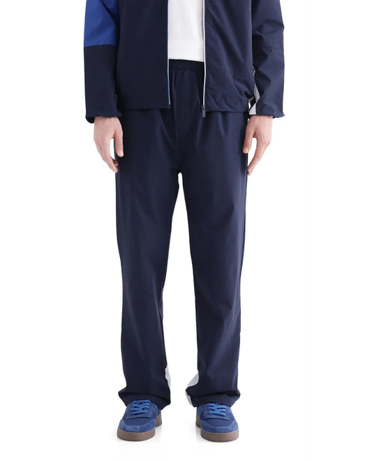 Rare Rabbit Men's Wando-B Dark Blue Polyester Cut And Sew Regular Fit Track Pant
