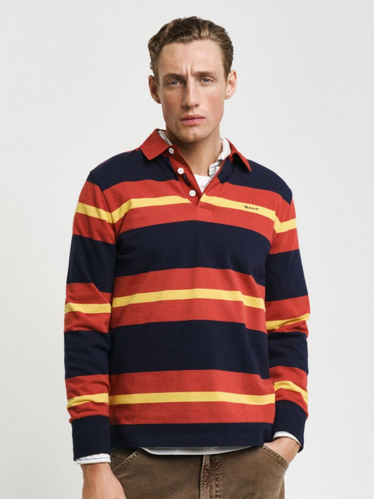 Gant Men Striped Polo Neck Full Sleeves T-Shirt