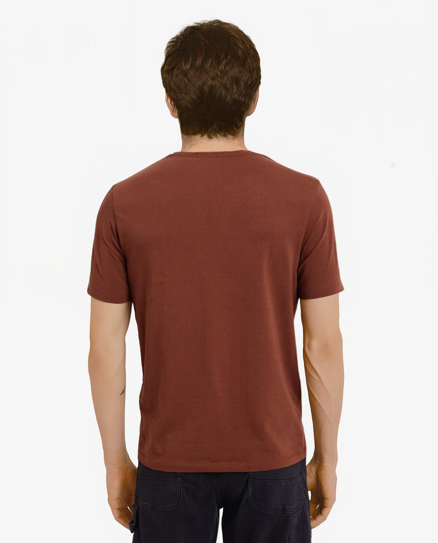 Rare Rabbit Men's Well Rust Cotton Graphic Print Regular Fit Half Sleeve Crew Neck T-Shirt