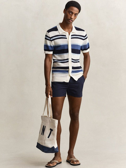 Gant Men Multicolour Striped Regular Fit Pure Cotton Polo T-Shirt