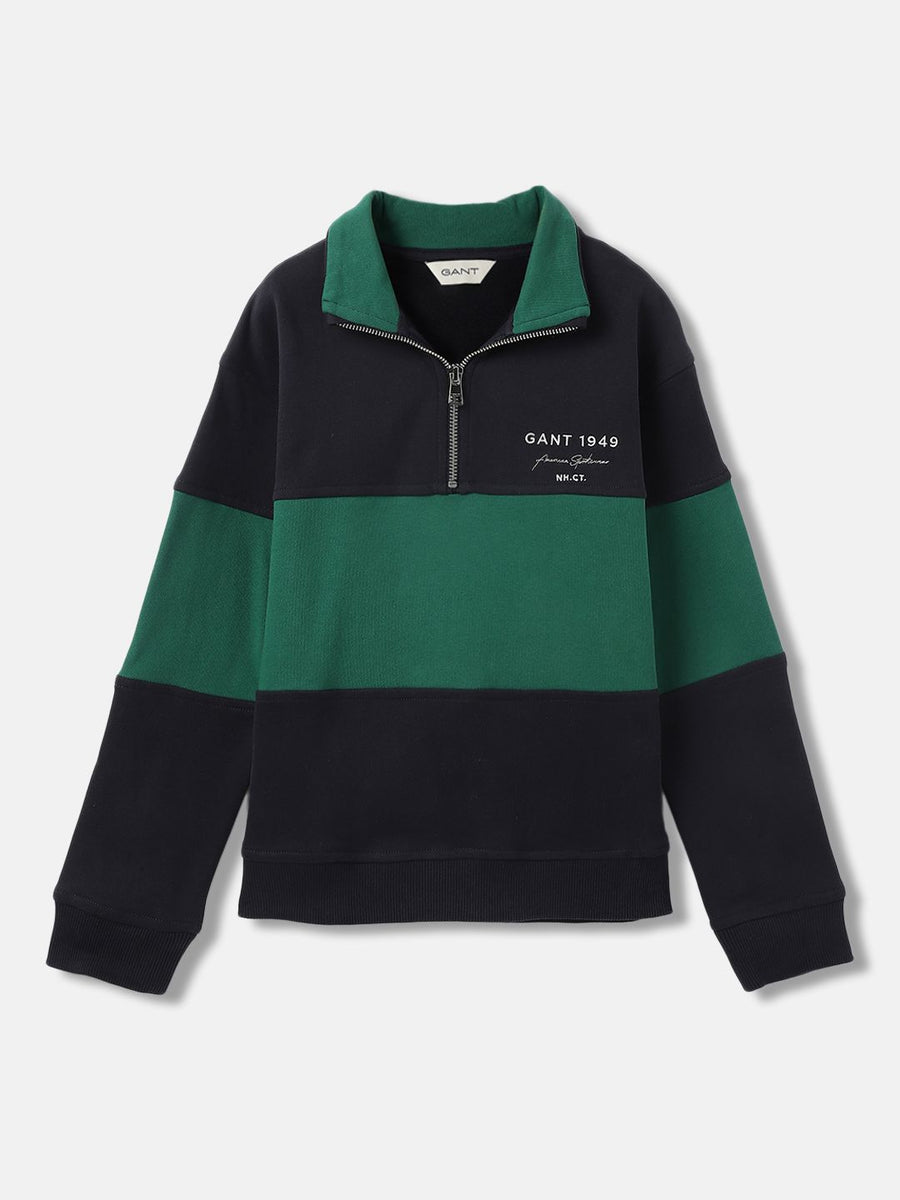 GANT Boys Colourblocked High Neck Cotton Pullover Sweatshirt