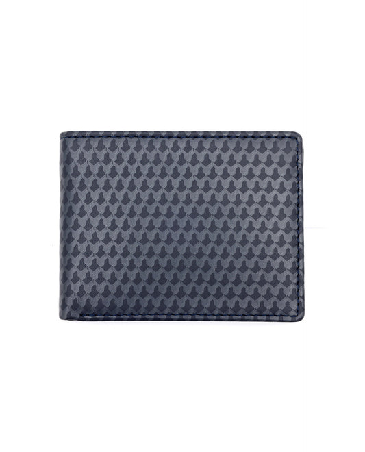 Rare Rabbit Men's Iver Blue Bi Fold Slim Rfid Monogram Print Wallet