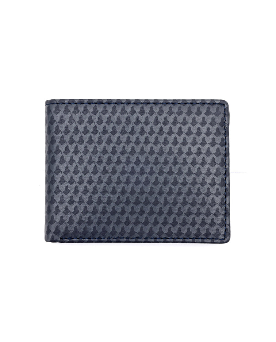 Rare Rabbit Men's Iver Blue Bi Fold Slim Rfid Monogram Print Wallet