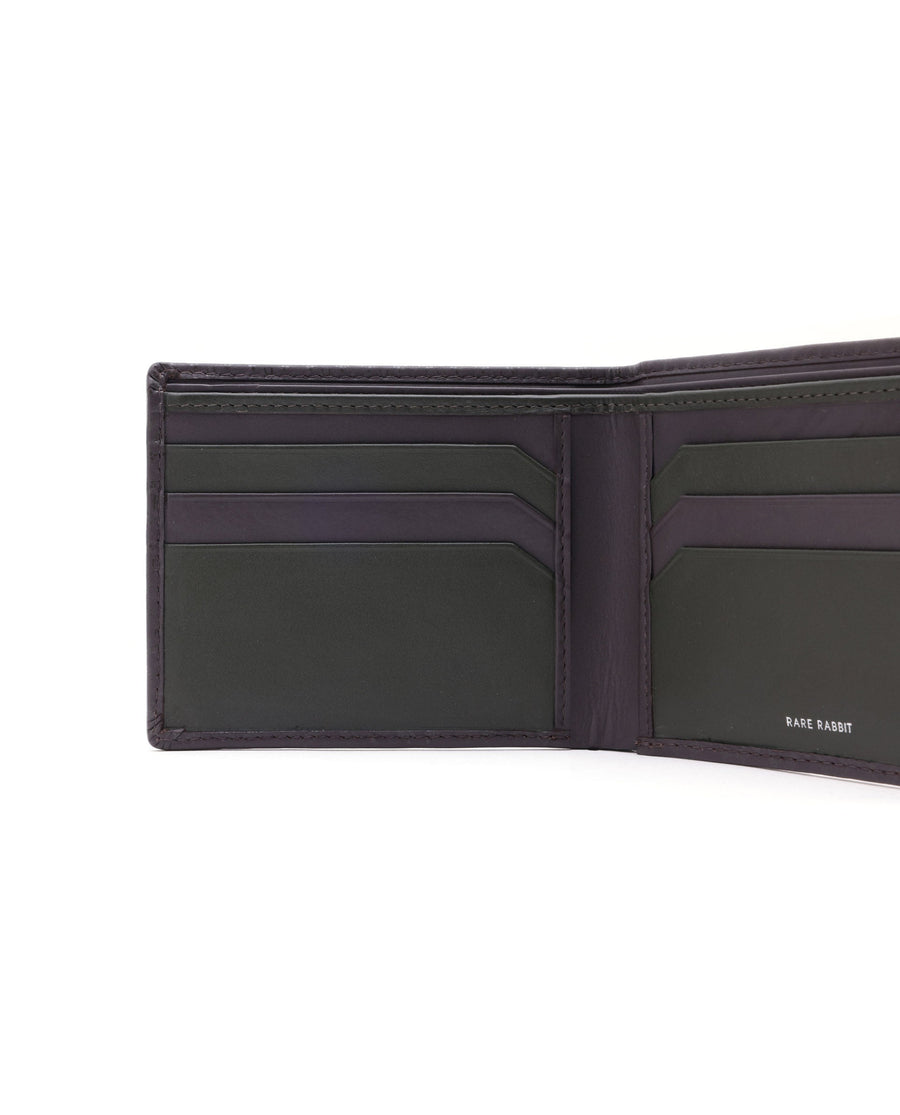 Rare Rabbit Men's Bamb Brown Bi-Fold Slim Rfid Embossed Wallet