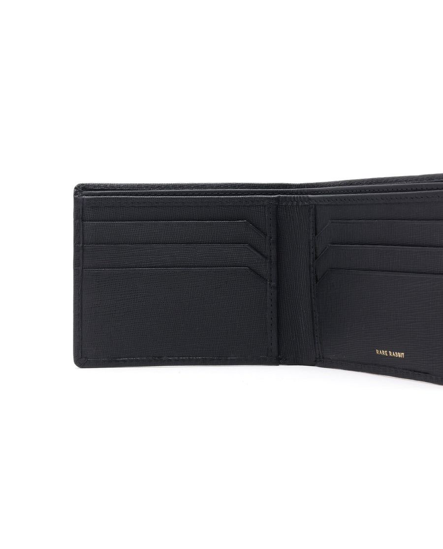 Rare Rabbit Men's Camp Black Bi Fold Slim Rfid Embossed Wallet