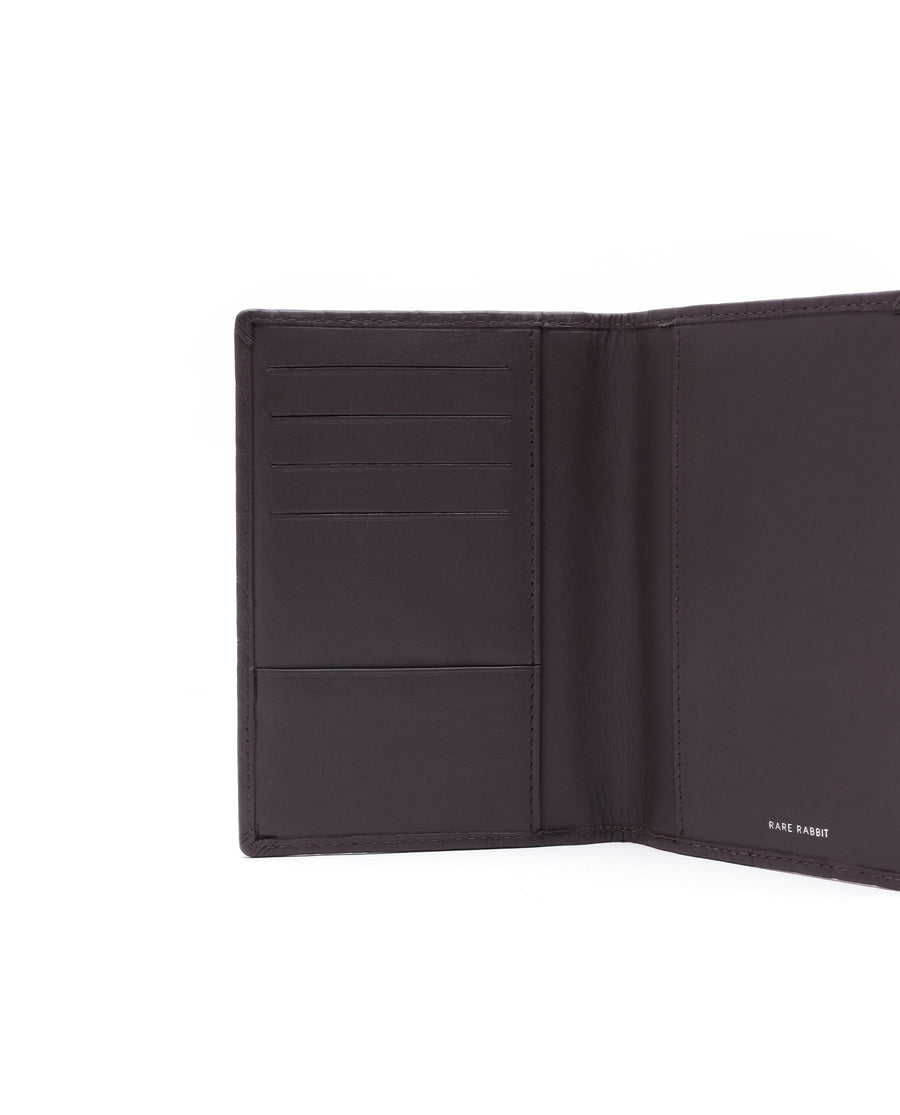 Rare Rabbit Men's Ellen Brown Bi Fold Rfid Embossed Monogram Passport Holder
