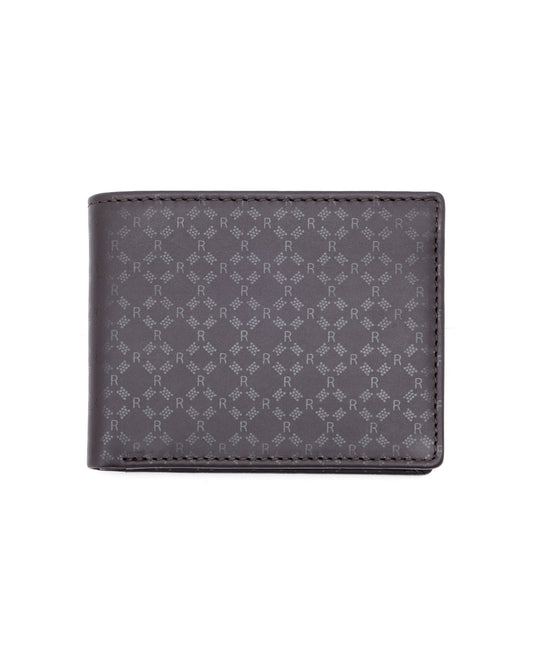 Rare Rabbit Men's Bamb Brown Bi-Fold Slim Rfid Embossed Wallet