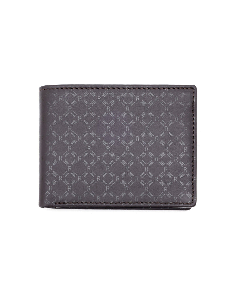 Rare Rabbit Men's Bamb Brown Bi-Fold Slim Rfid Embossed Wallet