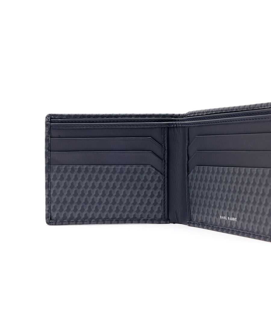 Rare Rabbit Men's Iver Blue Bi Fold Slim Rfid Monogram Print Wallet