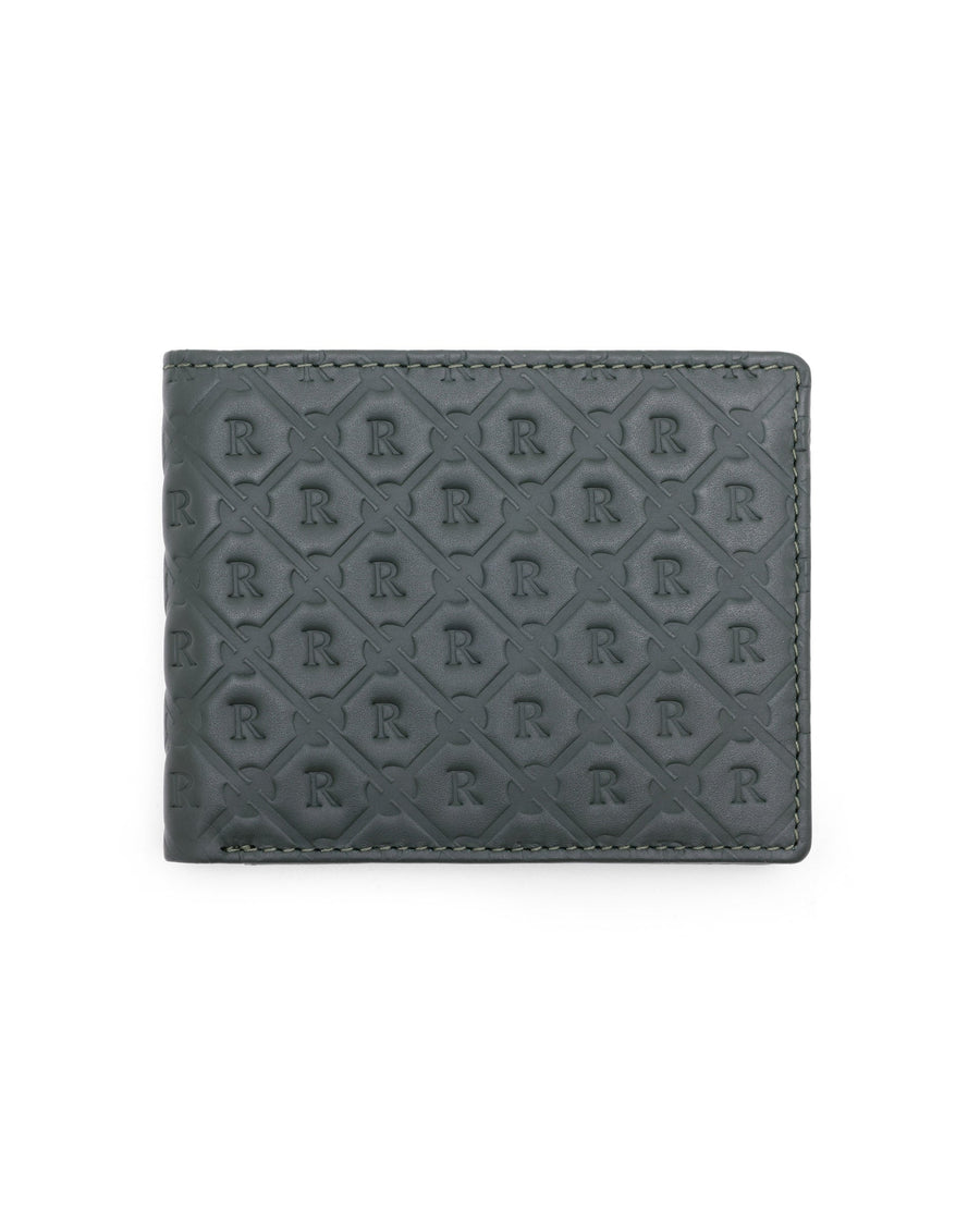 Rare Rabbit Men's Rhon Olive Slim Bi Fold Rfid Embossed Monogram Wallet