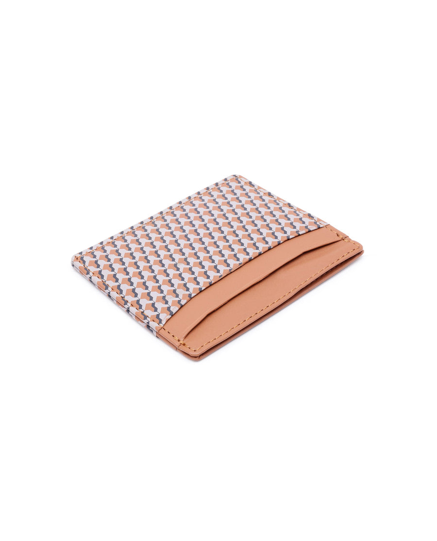 Rare Rabbit Mens Drac Tan Slim Rfid Monogram Print Credit Card Holder