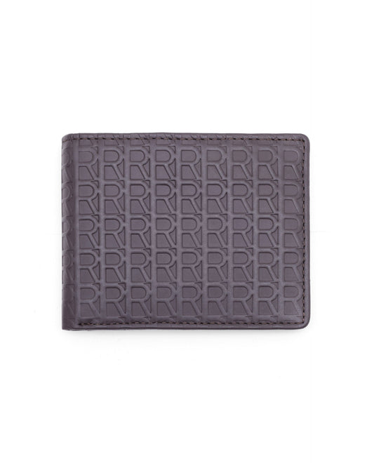 Rare Rabbit Men's Cali Brown Bi Fold Slim Rfid Embossed Monogram Wallet