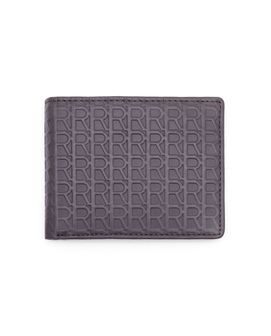Rare Rabbit Men's Cali Brown Bi Fold Slim Rfid Embossed Monogram Wallet