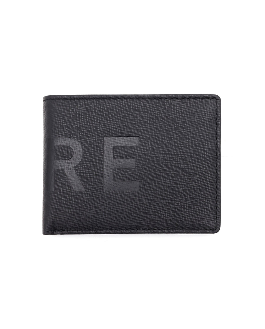 Rare Rabbit Men's Camp Black Bi Fold Slim Rfid Embossed Wallet