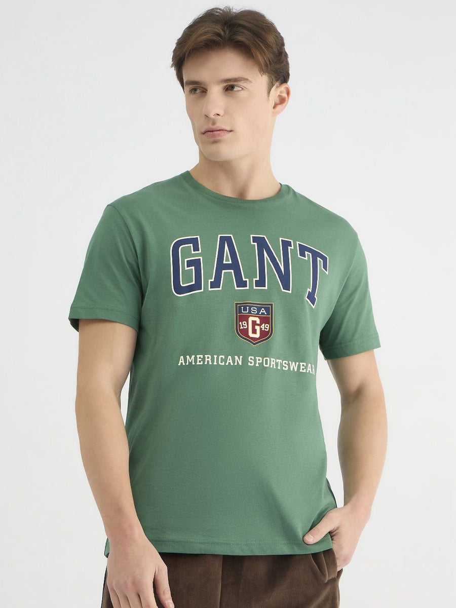 GANT Men Typography Printed Round Neck Cotton T-shirt