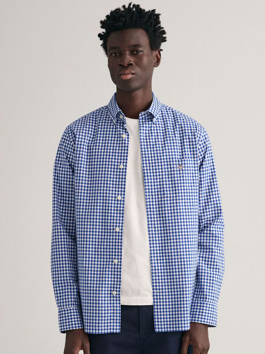 GANT Men Gingham Checked Button-Down Collar Cotton Casual Shirt