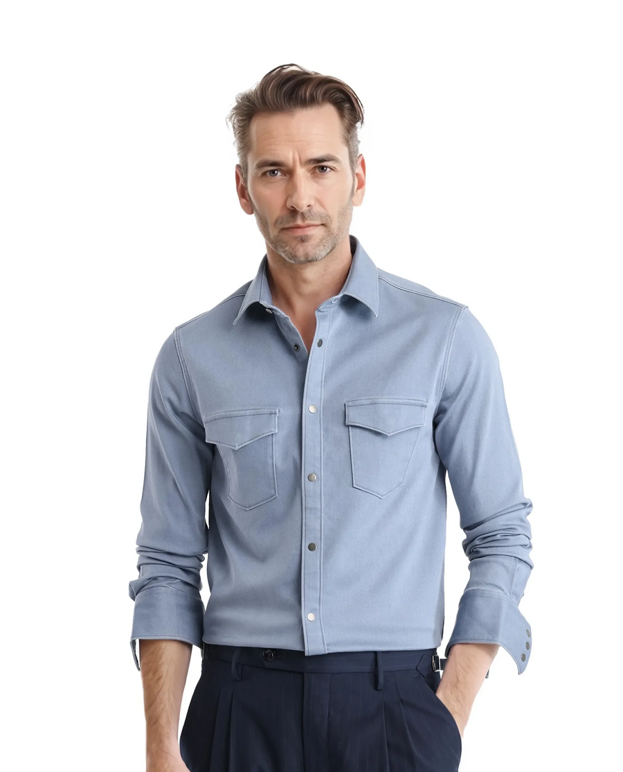 Rare Rabbit Men's Xenor Blue Cotton Plain Regular Fit Full Sleeve Collared Shirt