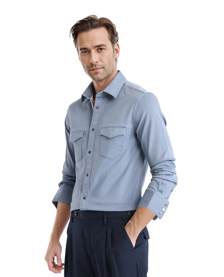 Rare Rabbit Men's Xenor Blue Cotton Plain Regular Fit Full Sleeve Collared Shirt