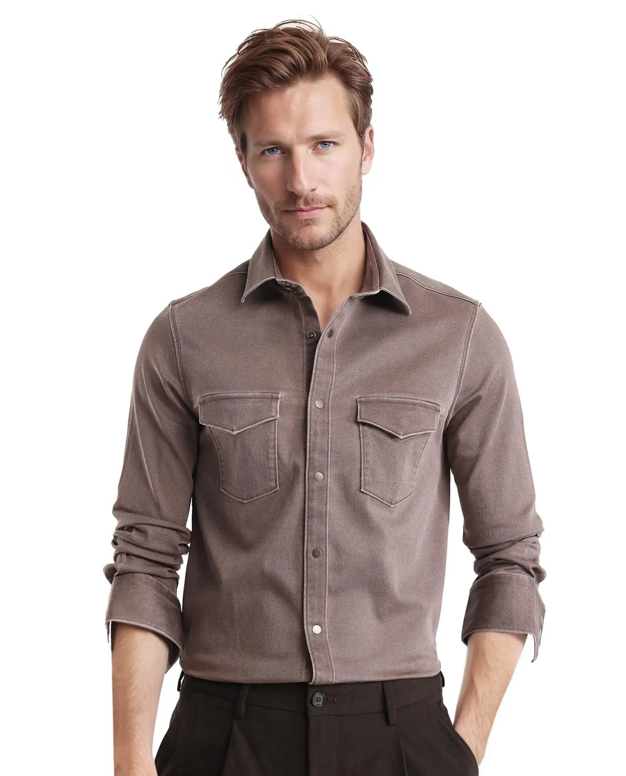 Rare Rabbit Men's Xenor Brown Cotton Plain Regular Fit Full Sleeve Collared Shirt