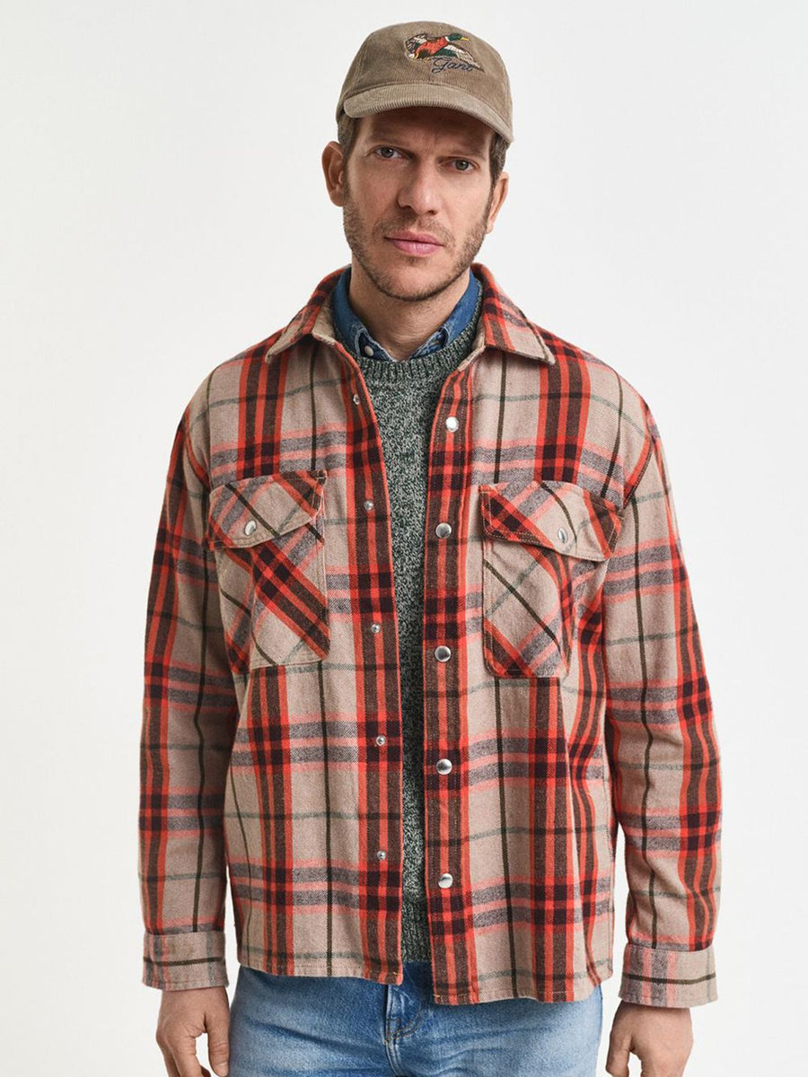 GANT Relaxed Fit Tartan Checks Spread Collar Long Sleeves Shirt