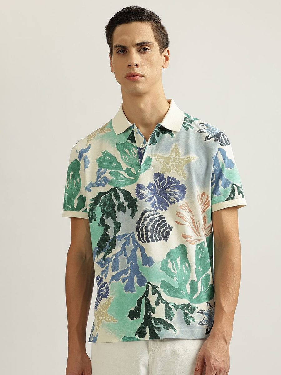 GANT Men Abstract Printed Polo Collar Cotton T-Shirt