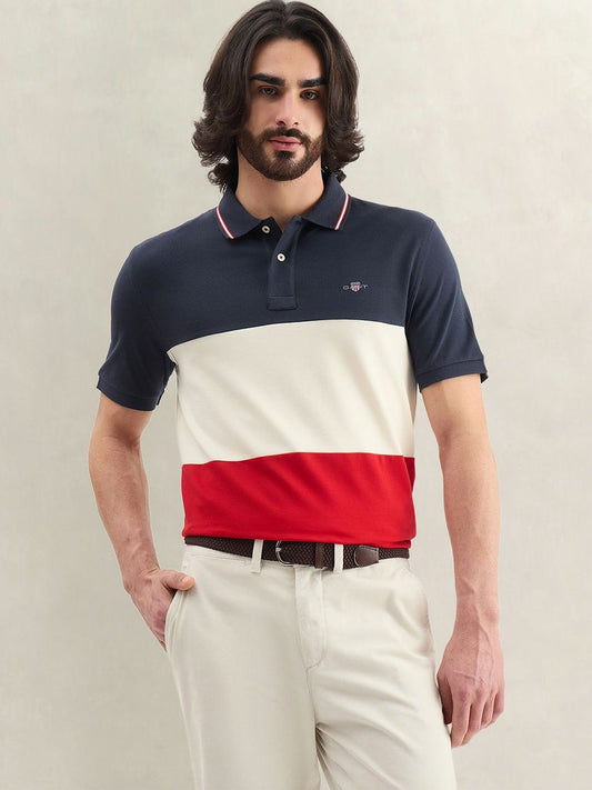 Gant Men Multicolor Colorblock Regular Fit Polo T-Shirt