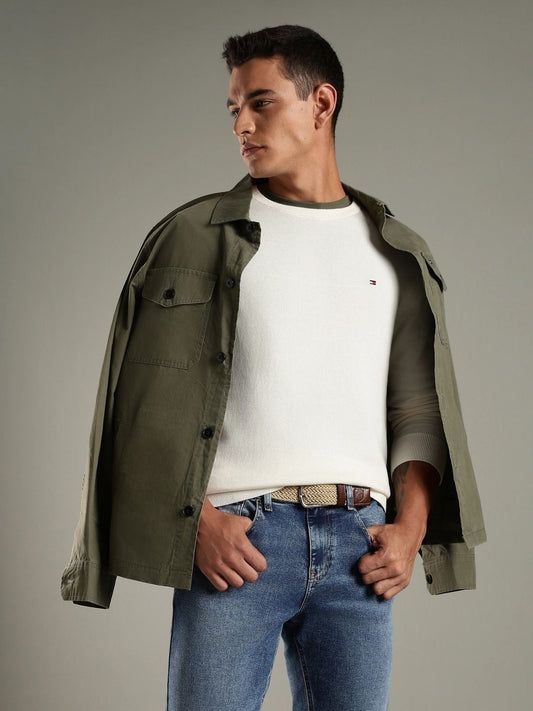 Tommy Hilfiger Men Cotton Long Sleeves Solid Round Neck Pullover