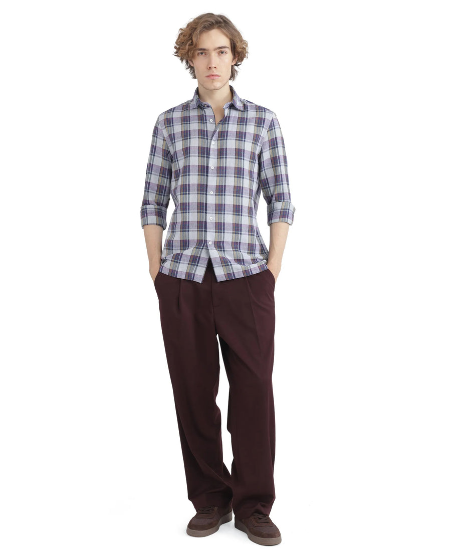 Rare Rabbit Men's Yanda Grey Cotton Checked Print Oversized Fit Full Sleeve Collared Shirt