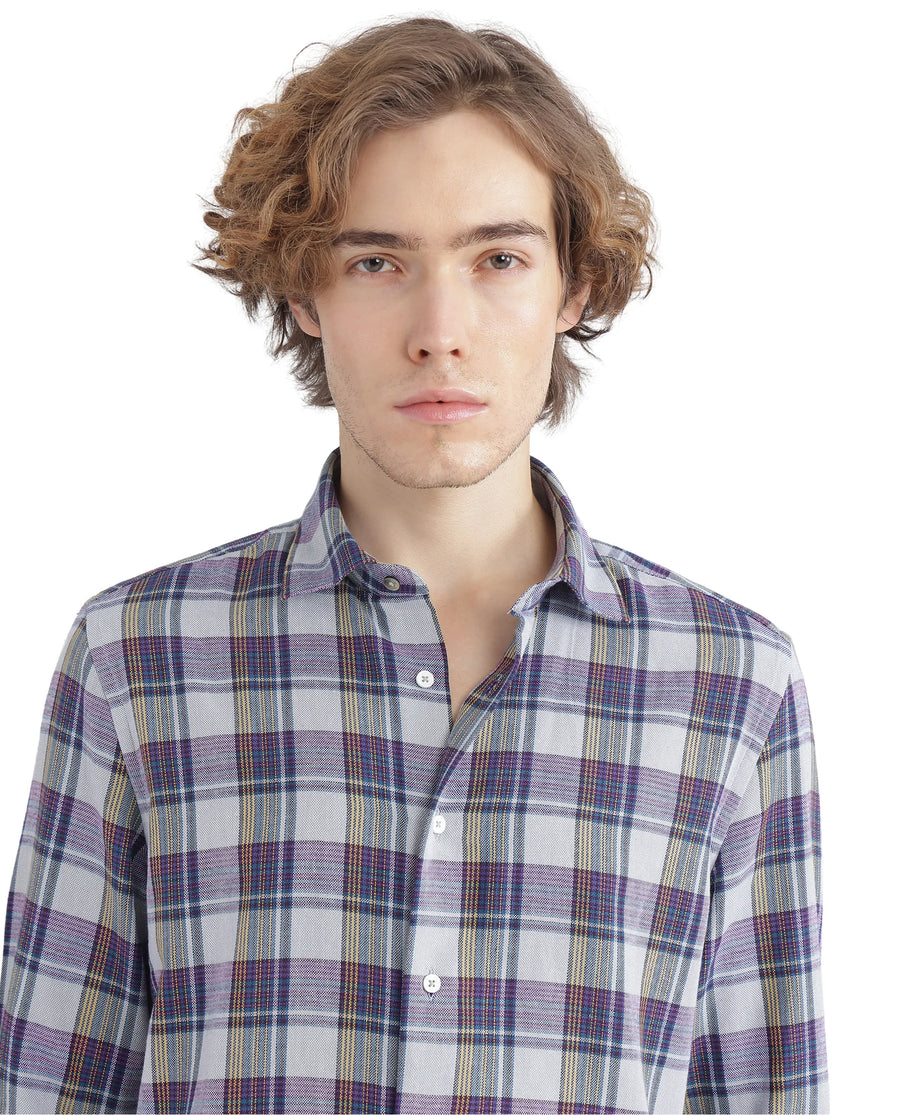 Rare Rabbit Men's Yanda Grey Cotton Checked Print Oversized Fit Full Sleeve Collared Shirt