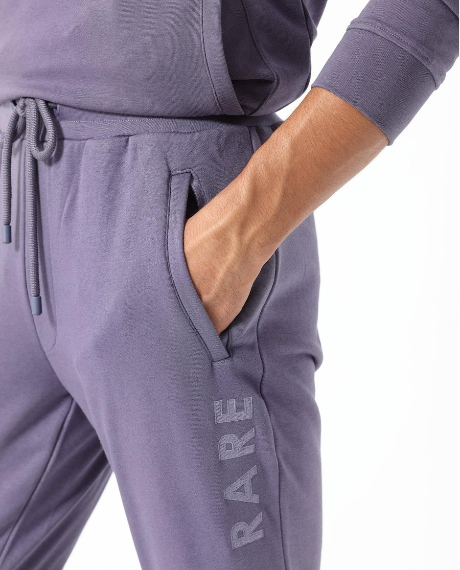 Rare Rabbit Men's Yazu Purple Cotton Embroidered Regular Fit Track Pant