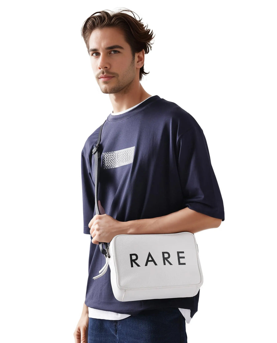 Rare Rabbit Men's Fobo Navy Cotton Blend Monogram Print Regular Fit Half Sleeve Crew Neck T-Shirt