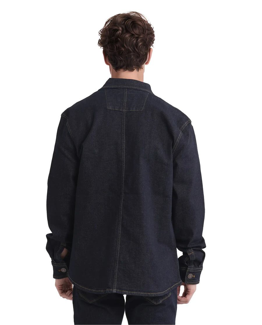 Rare Rabbit Men's Yulio Navy Cotton Plain Slim Fit Full Sleeve Spread Collar Jacket