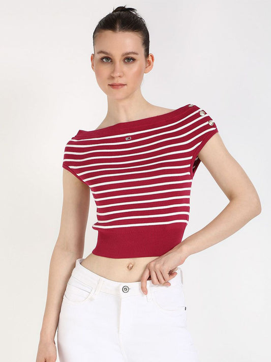 Tommy Hilfiger Women Striped Extended Sleeves Cotton Top